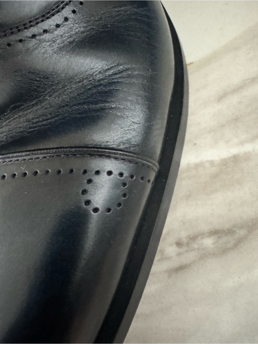 Salvatore Ferragamo Black Cap-Toe Derby Shoes - Picture 3 of 9